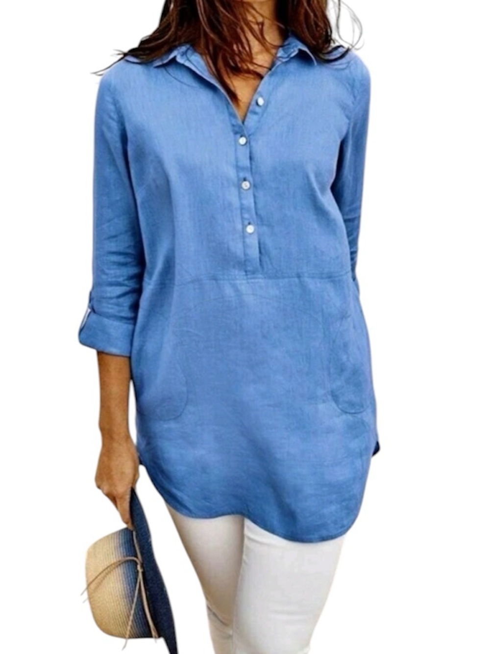 J. Jill Linen tunic top with pockets XL